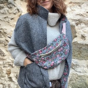 VESTE JEANNE CHEVRONS GRIS SANS MANCHE