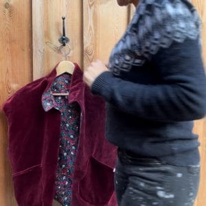 VESTE JEANNE VELOURS BORDEAUX SANS MANCHE