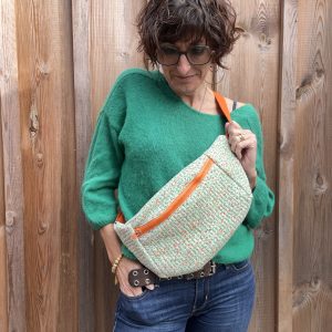 Banane matelassée liberty orange et verte