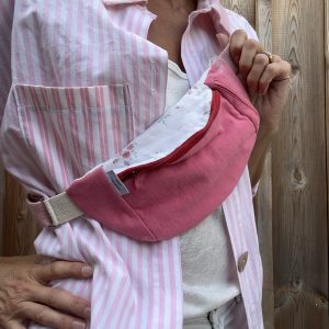 Sac banane fleurs roses