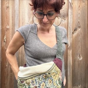 Banane tapisserie fleurs écrue, kaki XXL