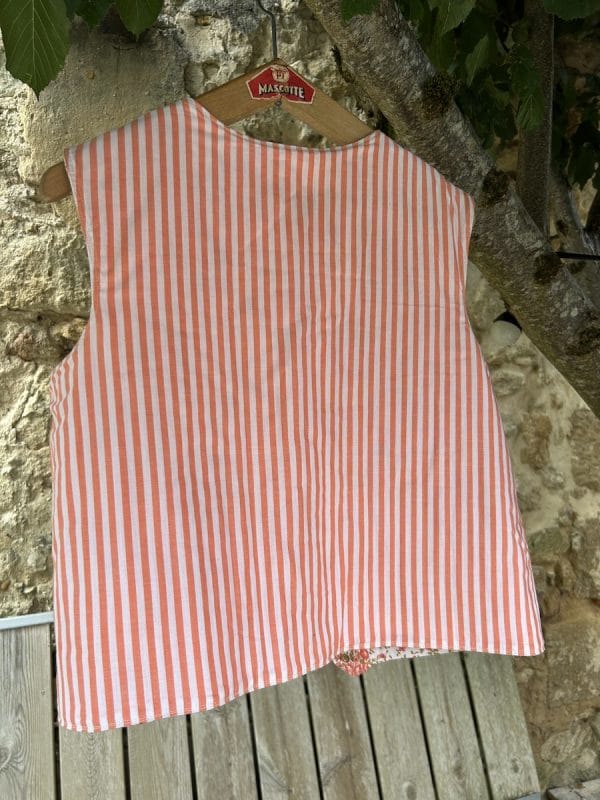 GILET DE BERGER CORAIL RAYÉ ET FLEURS – Image 7