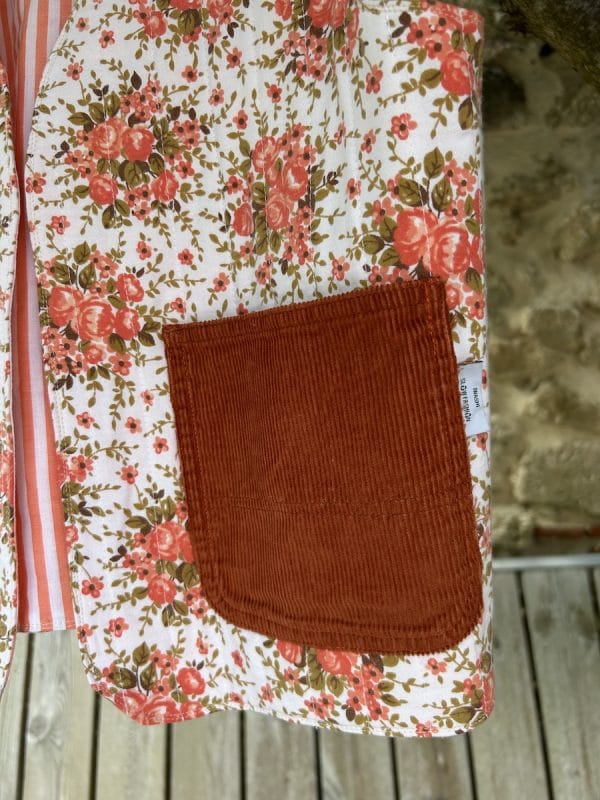 GILET DE BERGER CORAIL RAYÉ ET FLEURS – Image 3