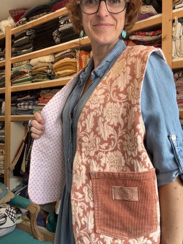 GILET DE BERGER FLEURS VIEUX ROSE