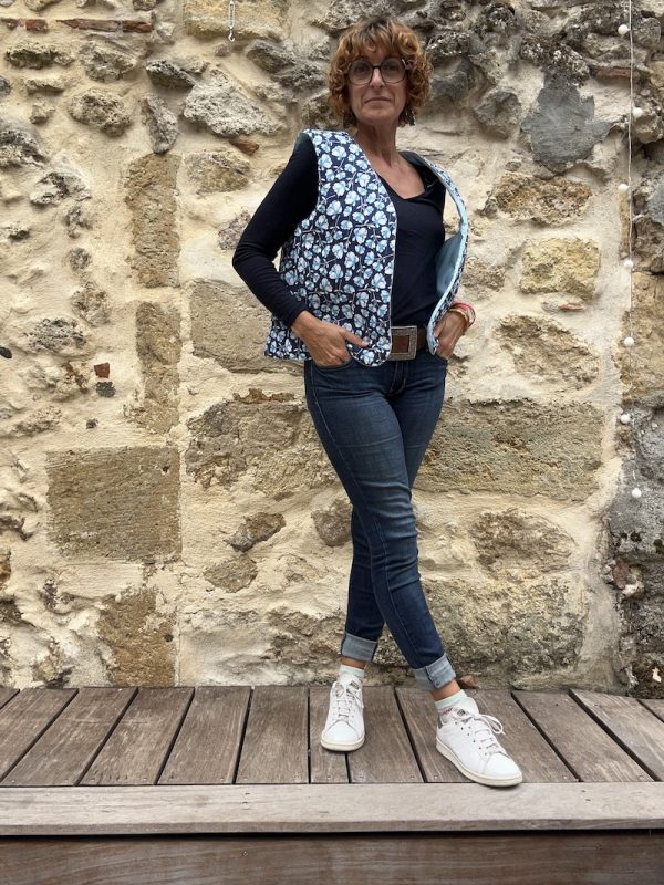 GILET DE BERGER REVERSIBLE MATELASSE FLEURS