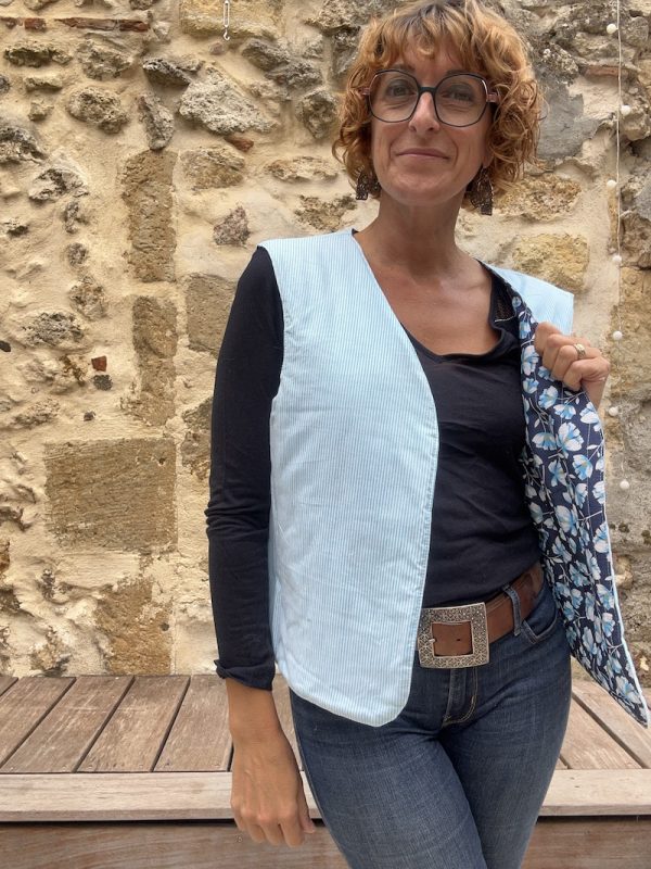 GILET DE BERGER REVERSIBLE MATELASSE FLEURS – Image 5