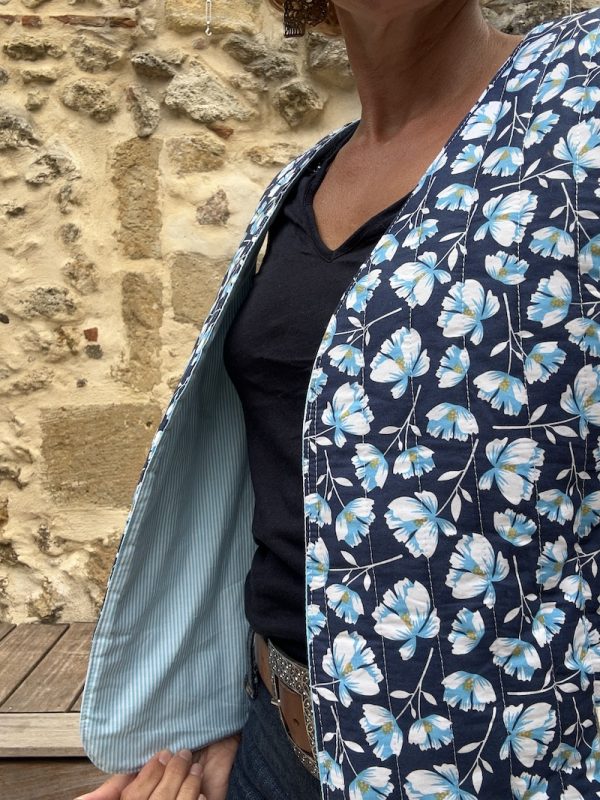 GILET DE BERGER REVERSIBLE MATELASSE FLEURS – Image 2