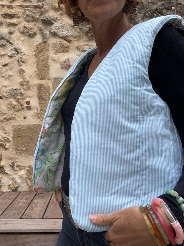 GILET DE BERGER REVERSIBLE MATELASSE FLEURS – Image 5