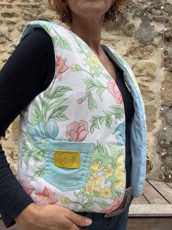 GILET DE BERGER REVERSIBLE MATELASSE FLEURS – Image 2
