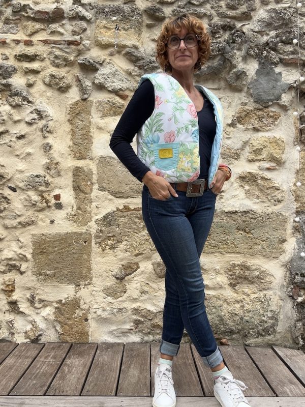 GILET DE BERGER REVERSIBLE MATELASSE FLEURS