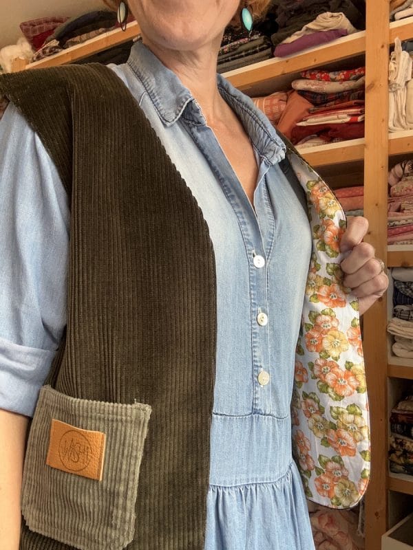 GILET DE BERGER VELOURS KAKI – Image 2