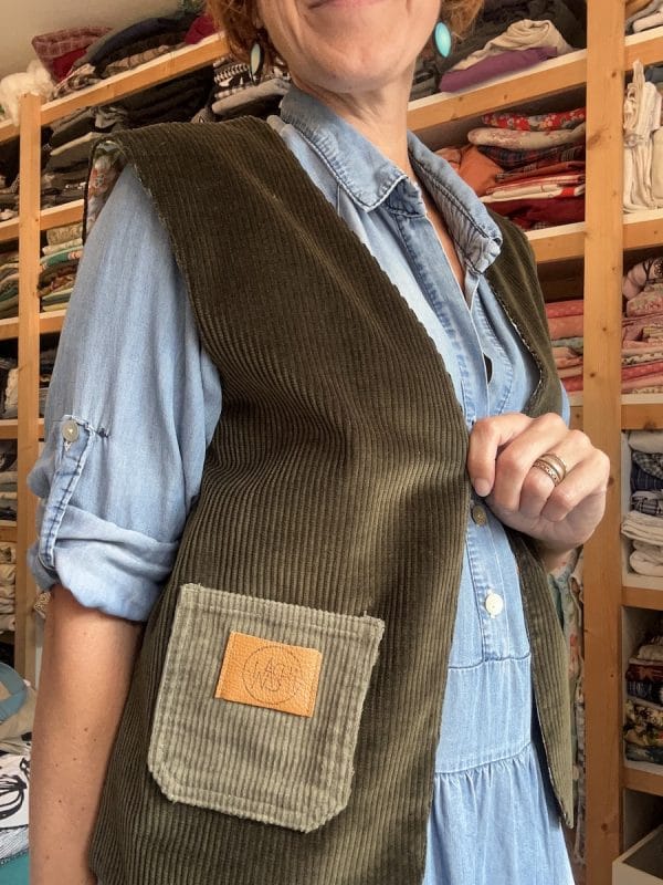 GILET DE BERGER VELOURS KAKI