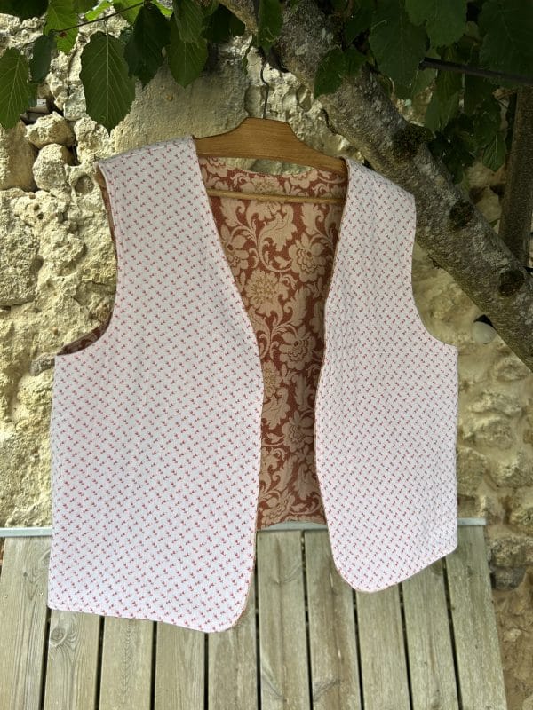 GILET DE BERGER FLEURS VIEUX ROSE – Image 3