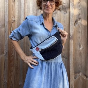 BANANE VELOURS BLEU PATCHWORK