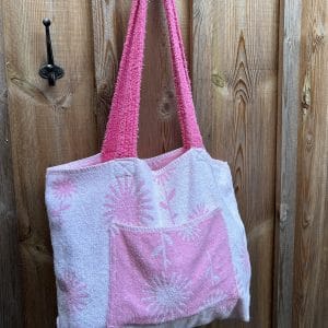 Sac de plage rose et blanc