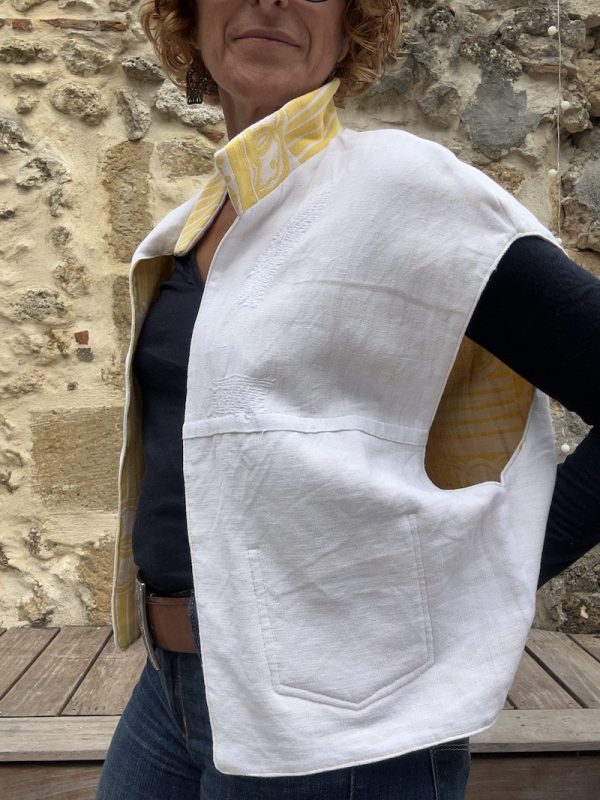 VESTE JEANNE SANS MANCHE JAUNE VINTAGE – Image 5