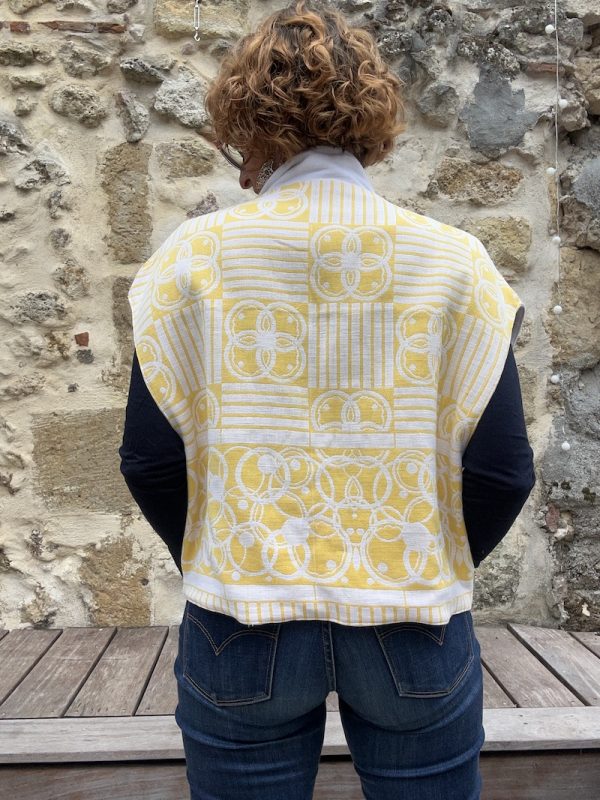 VESTE JEANNE SANS MANCHE JAUNE VINTAGE – Image 3