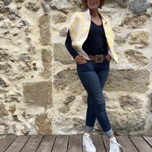 VESTE JEANNE SANS MANCHE JAUNE VINTAGE