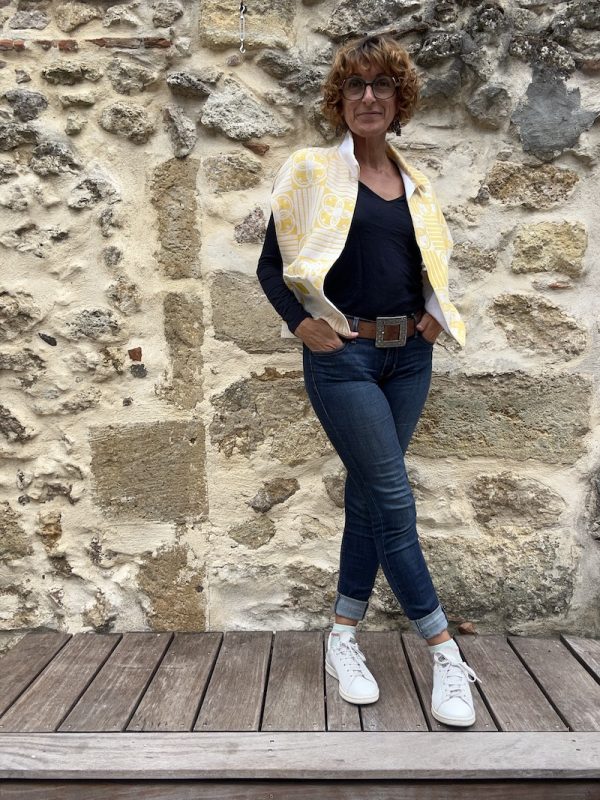 VESTE JEANNE SANS MANCHE JAUNE VINTAGE